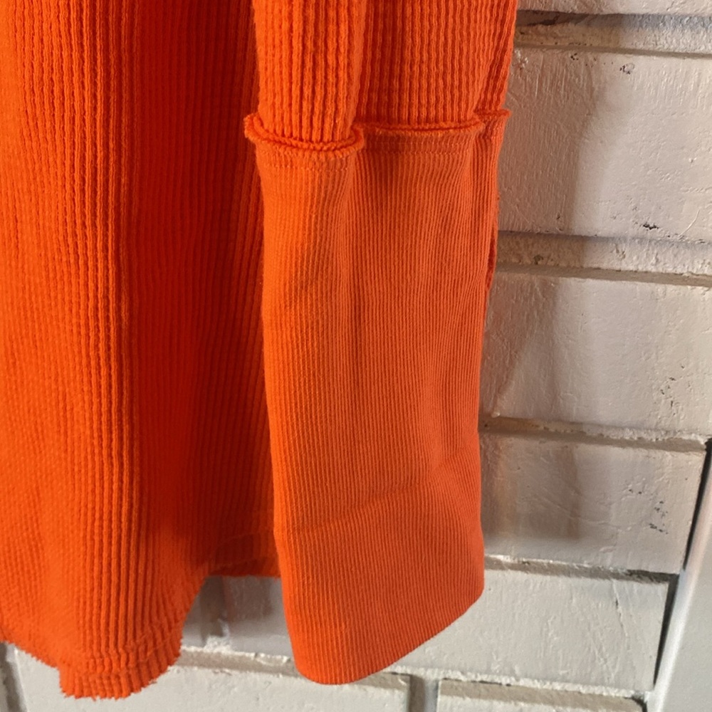 Free People bright orange waffleknit long sleeve shirt - Picture 3 of 6